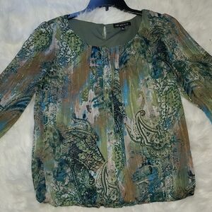 Sara Michelle Multicolor Paisley Blouse